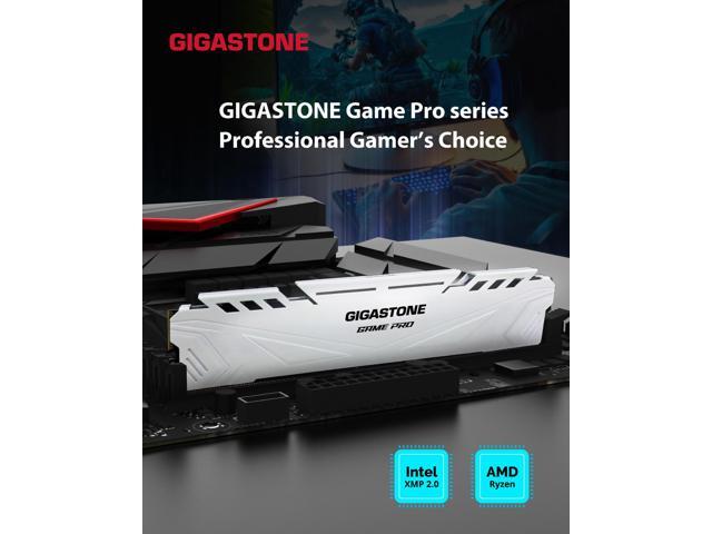 DDR4 RAM Gigastone White Game PRO Desktop RAM 16GB (2x8GB) DDR4 RAM 16GB DDR4-3200MHz PC4-25600 CL16 1.35V 288 Pin Unbuffered Non ECC UDIMM for PC...