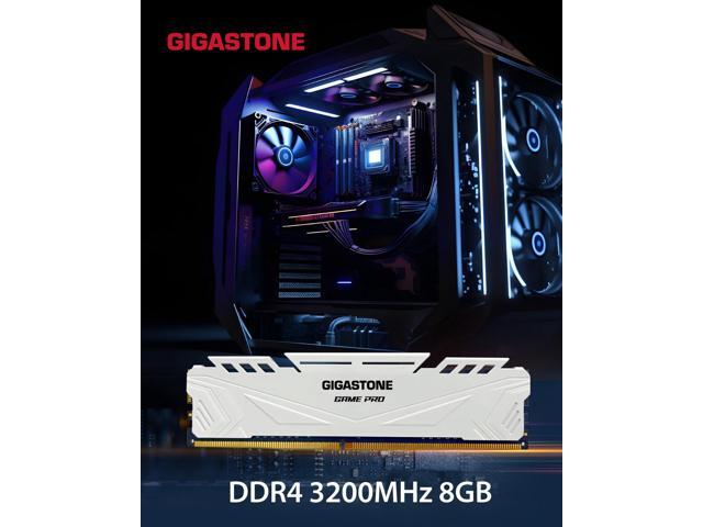 DDR4 RAM Gigastone White Game PRO Desktop RAM 16GB (2x8GB) DDR4 RAM 16GB DDR4-3200MHz PC4-25600 CL16 1.35V 288 Pin Unbuffered Non ECC UDIMM for PC...