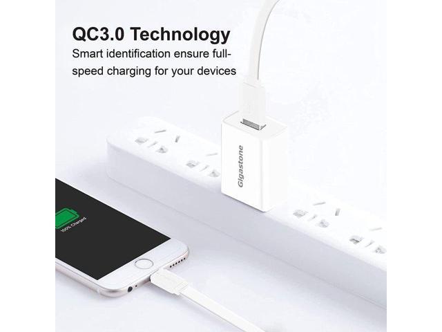 Gigastone USB 18W Fast Charge Wall Charger with Qualcomm Quick Charge 3.0 - White, 4 Pack
