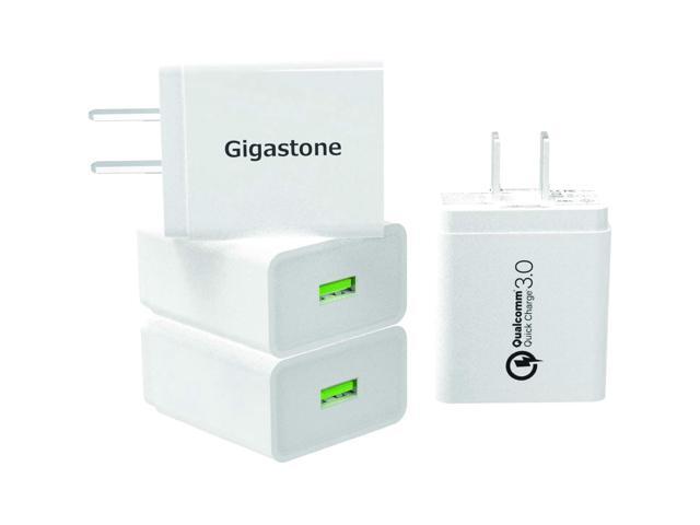 Gigastone USB 18W Fast Charge Wall Charger with Qualcomm Quick Charge 3.0 - White, 4 Pack