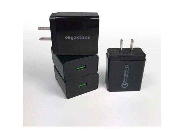 Gigastone USB 18W Fast Charge Wall Charger with Qualcomm Quick Charge 3.0 - White, 4 Pack Black