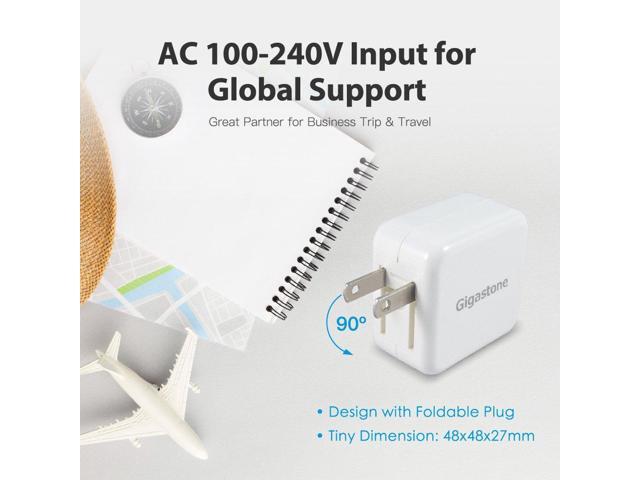 Gigastone 15.5W Dual USB-A Adapter, Travel Wall Adapter for iPhone - White, 1 pack