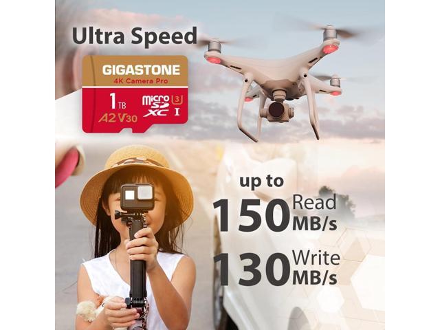[5-Yrs Free Data Recovery] Gigastone 1TB Micro SD Card, 4K Camera Pro, R/W up to 150/140 MB/s, 4K Video Recording for GoPro, DJI, Drone, MicroSDXC...