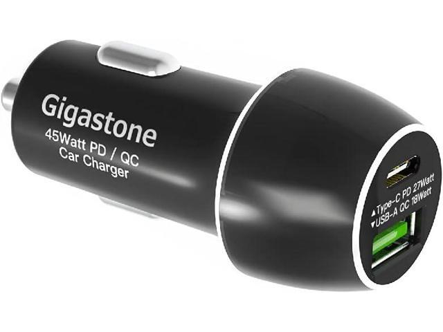 Gigastone USB C Car Charger 45W/6A Fast Car Charger Adapter, PD3.0 & QC3.0, Dual Port, Super Mini, Compatible with iPhone 15, 14,13,12,11,X,SE,8,...
