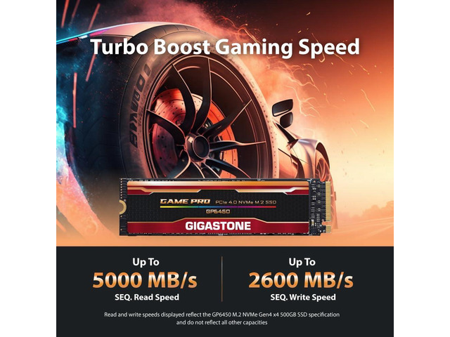 GIGASTONE M.2 SSD 500GB PCIe 4.0 NVMe SSD Internal Gaming Solid State Hard Drive Upgrade PC Laptop PS5 Storage Turbo Speed Response for Gamers 3D...