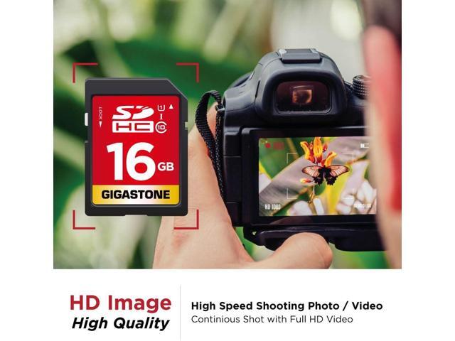 GIGASTONE 16GB SD Card UHS-I U1 Class 10 SDHC Memory Card High-Speed Full HD Video Canon Nikon Sony Pentax Kodak Olympus Panasonic Digital Camera