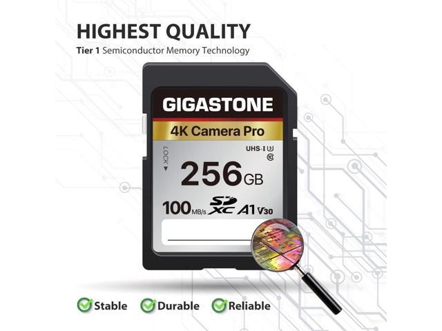 GIGASTONE 256GB SDXC Memory Card 4K Pro Series Transfer Speed Up to 100MB/s Compatible with Canon Nikon Sony Camcorder, A1 V30 UHS-I Class 10 for...