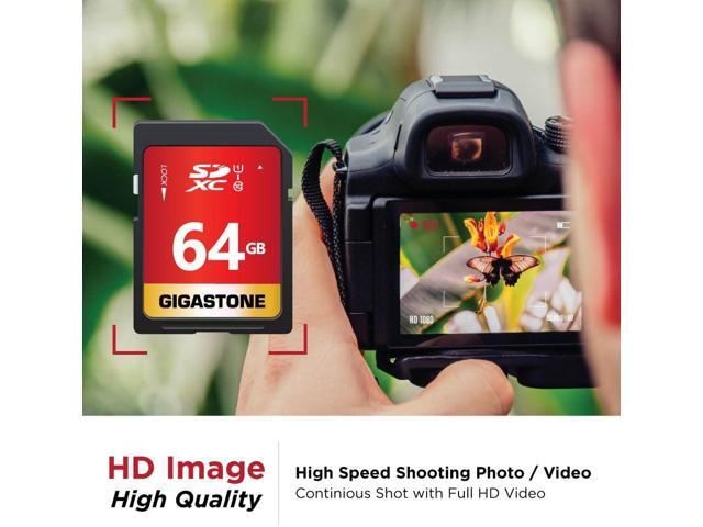 GIGASTONE 64GB SD Card UHS-I U1 Class 10 SDXC Memory Card High Speed Full HD Video Canon Nikon Sony Pentax Kodak Olympus Panasonic Digital Camera