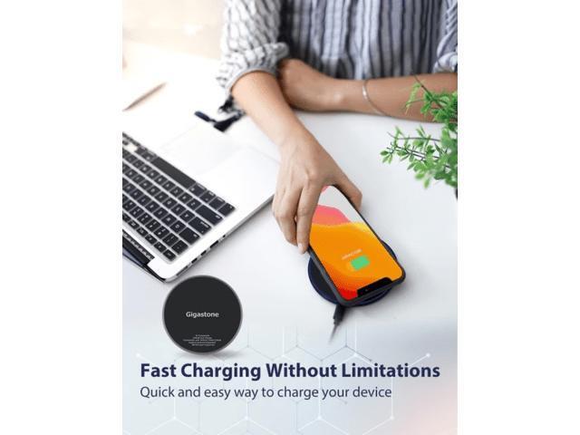Gigastone Wireless Charger, Qi-Compatible 15W Wireless Charging Pad, Compatible iPhone 15/ 14/ 13 /12 Series, Samsung Galaxy S23/Note 10, AirPods...