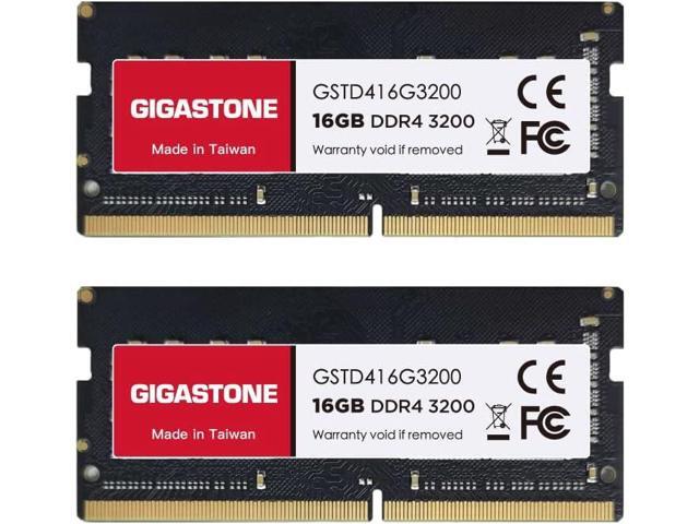 DDR4 RAM GIGASTONE 32GB Kit (2x16GB) DDR4 3200MHz (2933MHz or 2666MHz) PC4-25600 (PC4-23400, 21300) CL22 1.2V SODIMM 260 Pin Unbuffered Non ECC.