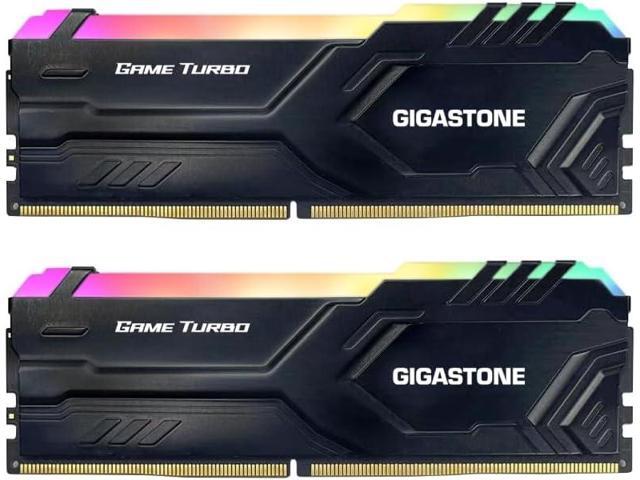 DDR5 RAM GIGASTONE Black RGB Game Turbo Desktop RAM 64GB (2x32GB) DDR5 RAM 64GB DDR5 5600MHz PC5-44800 CL40 1.25V 288 Pin Unbuffered Non ECC UDIMM.
