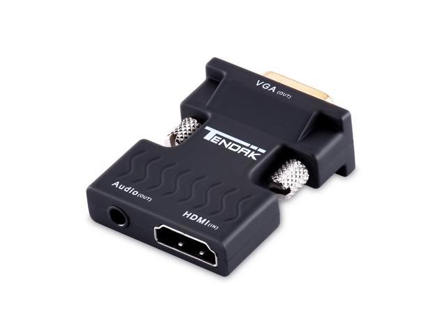 HDMI to VGA Converter with Audio, Tendak Gold-Plated 1080P HDMI Female to VGA Male Video Adapter with 3.5mm Stereo Audio for Laptop PC PS3 Xbox STB.
