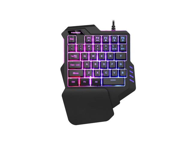 One-handed Keyboard Colorful Backlit Mechanical Eating Chicken Game Mobile Phone Keypad Mobile Game Artifact with Macro Recording Keyboard