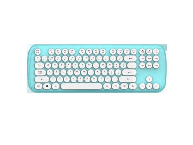 Wireless Bluetooth/2.4G Dual Mode Keyboard Round Punk Desktop Keyboard Girls Cute Keyboard -Blue