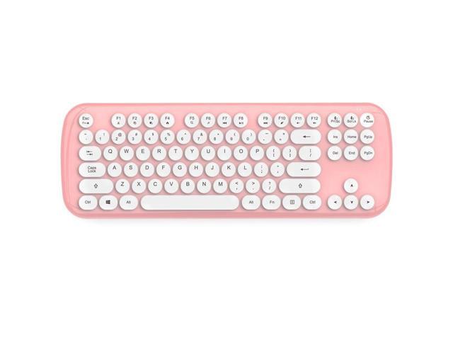 Wireless Bluetooth/2.5G Dual Mode Keyboard Round Punk Desktop Keyboard Girls Cute Keyboard -Pink
