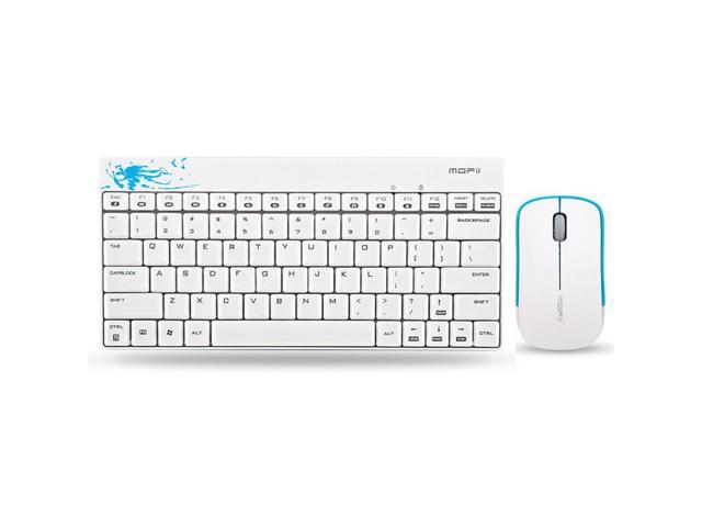 Ferris Hand Computer Ultra-thin 2.4G Wireless Keyboard and Mouse Set Notebook Office Mute Portable Mini Mouse-White Blue