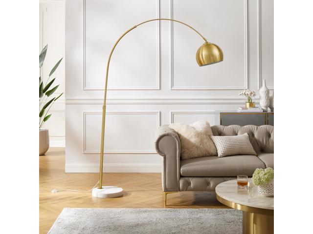 Photos - Chandelier / Lamp Inspired Home Kensi Floor Lamp - 6ft Power Cord, Marble Stone Base Arched