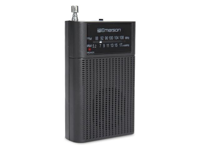 Emerson Portable AMFM Radio with Built-In Speaker and Easy Removable Belt Clip