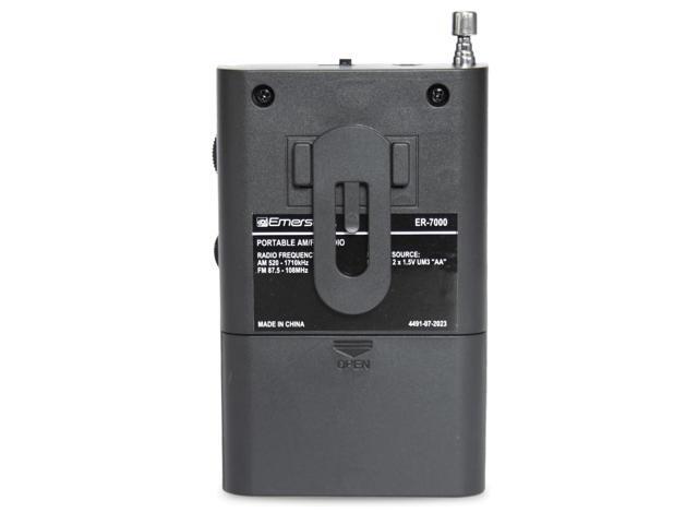 Emerson Portable AMFM Radio with Built-In Speaker and Easy Removable Belt Clip