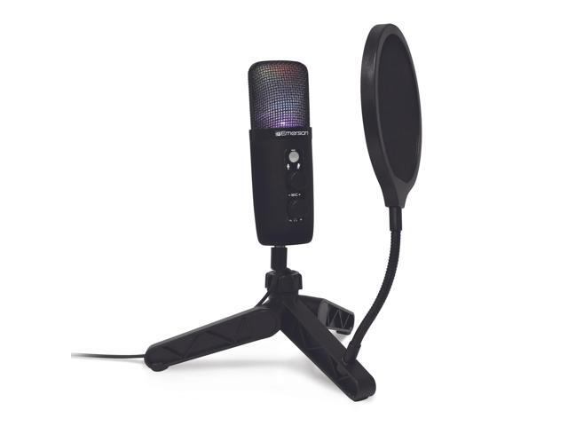Emerson USB Gaming and Streaming Condenser Microphone with LED Lighting