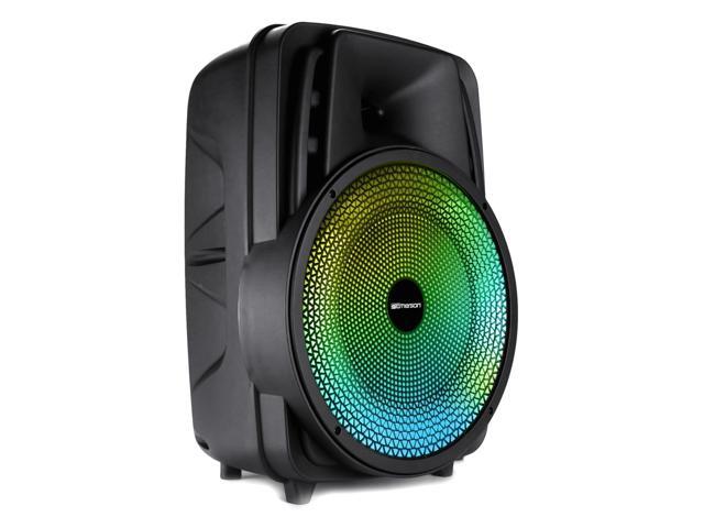 Emerson Portable 8' Bluetooth Party Speaker with FM Radio, Disco Light and Stand