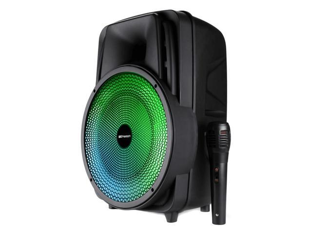 Emerson Portable 8' Bluetooth Party Speaker with FM Radio, Disco Light and Stand