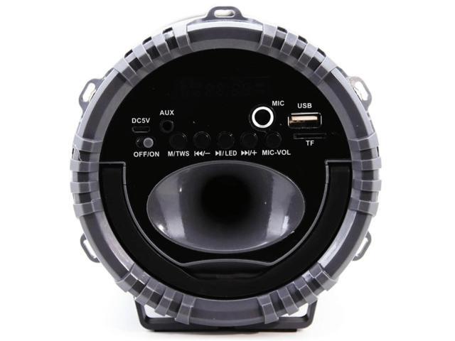 Emerson Portable Bluetooth Speaker with LED Lighting and Carrying Strap Grey