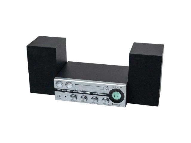 Victor Milwaukee 50W Desktop CD Stereo System w Bluetooth, CD Player & FM Radio Silver
