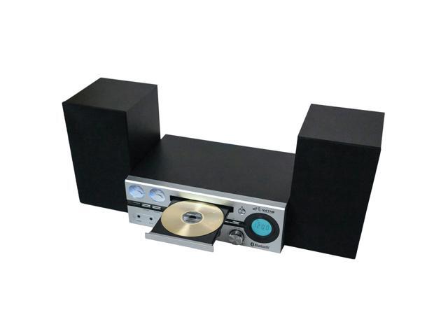 Victor Milwaukee 50W Desktop CD Stereo System w Bluetooth, CD Player & FM Radio Silver