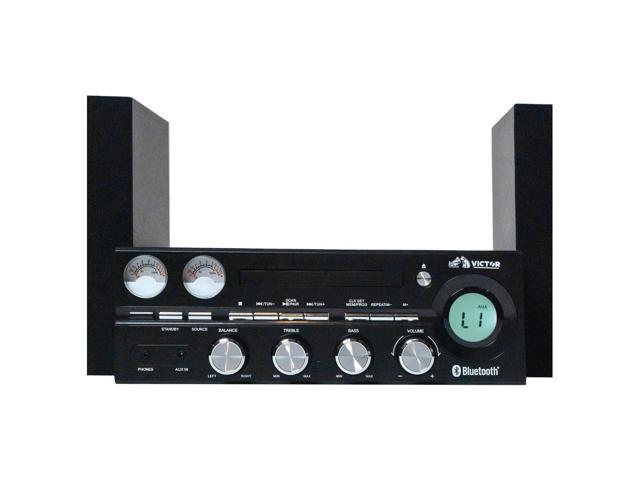 Victor Milwaukee 50W Desktop CD Stereo System w Bluetooth, CD Player & FM Radio Black