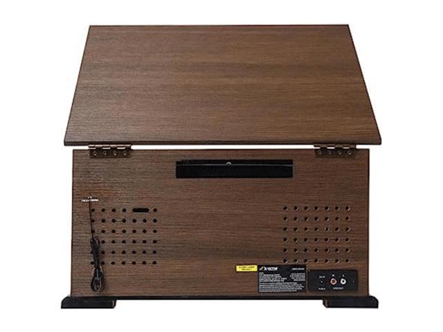 Victor State 7-in-1 Wood Music Center with 3-Speed Turntable and Dual Bluetooth Brown