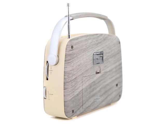 Emerson EAS-3002-GR Portable Retro AM/FM Radio with Built-In Speaker and Rechargeable Battery - Grey