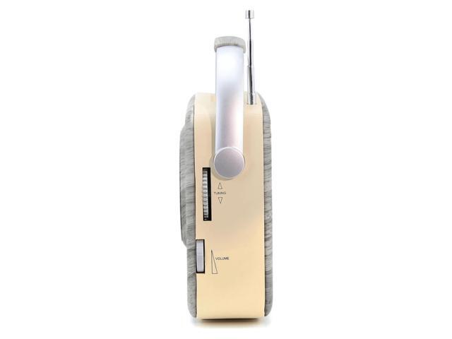 Emerson EAS-3002-GR Portable Retro AM/FM Radio with Built-In Speaker and Rechargeable Battery - Grey
