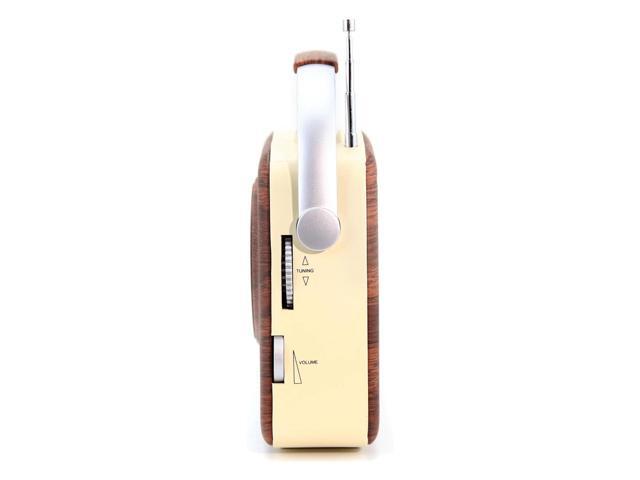 Emerson EAS-3002-MH Portable Retro AM/FM Radio with Built-In Speaker and Rechargeable Battery - Mahogany