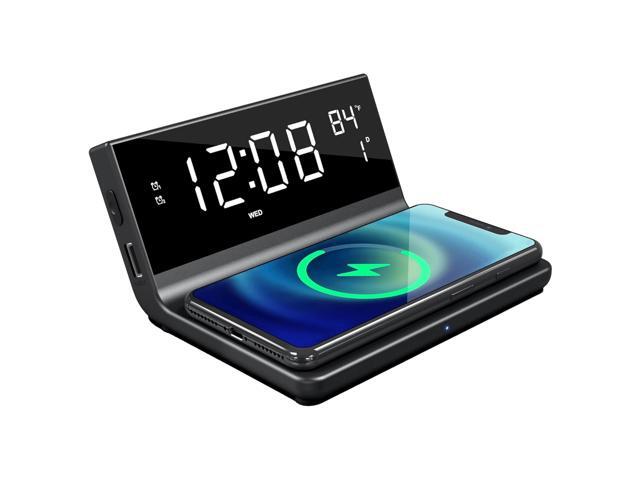 Supersonic Dual Alarm Clock with 2-in-1 Wireless Charger