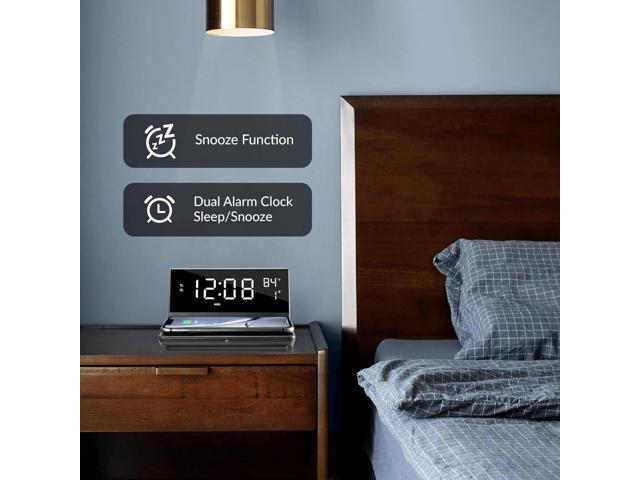 Supersonic Dual Alarm Clock with 2-in-1 Wireless Charger