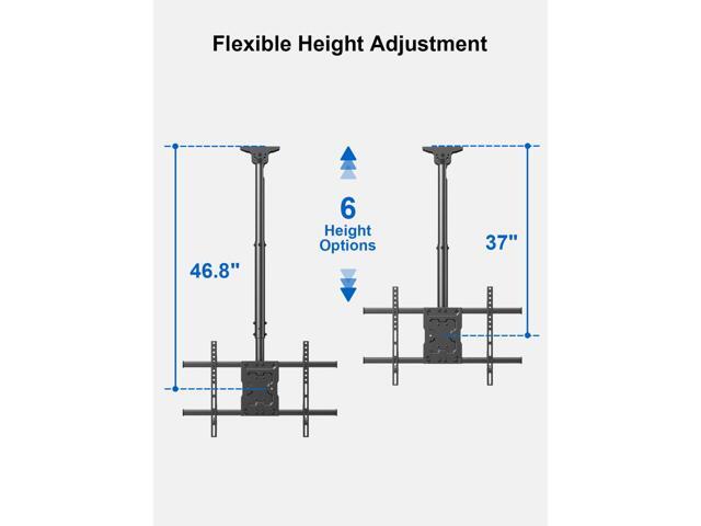 ErgoAV - 43″-75″ Ceiling Mounts for TVs - Black - image 5