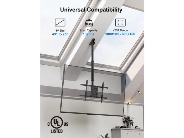 ErgoAV - 43″-75″ Ceiling Mounts for TVs - Black - image 7