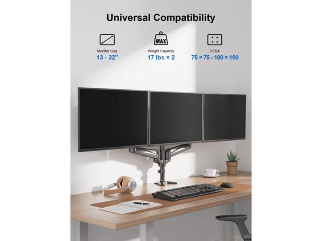 ErgoAV Gas Spring Desk Mount for Triple Monitors 13' to 32'