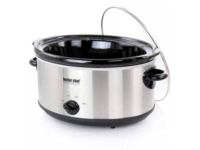 Better Chef 6-Quart Oval Stainless Steel Slow Cooker with Removable Stoneware Crock