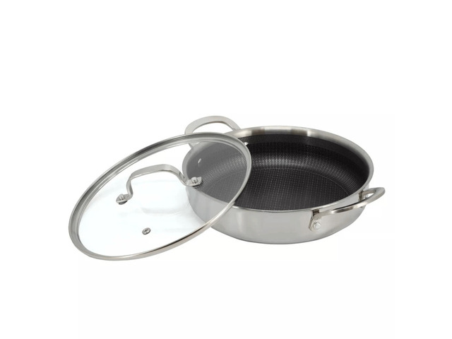 Better Chef 9-Inch 3-Ply Stainless Steel Nonstick Deep Fry Pan with Lid