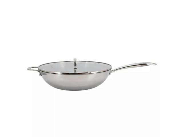 Better Chef 12.5-Inch 3-Ply Stainless Steel Nonstick Wok with Lid