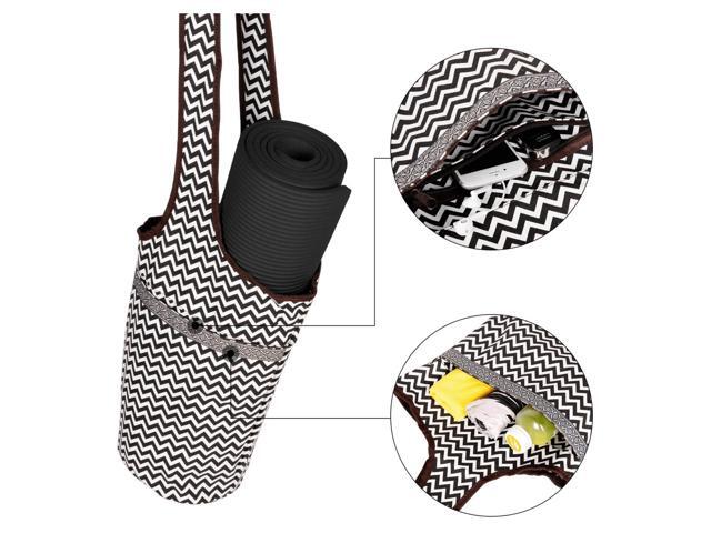 JupiterGear Yoga Mat Carrying Tote Bag with Large Size Pockets Black/White
