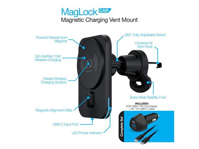 Naztech MagLock CAR 15W Magnetic Wireless Fast Charging Vent Mount with Qi2