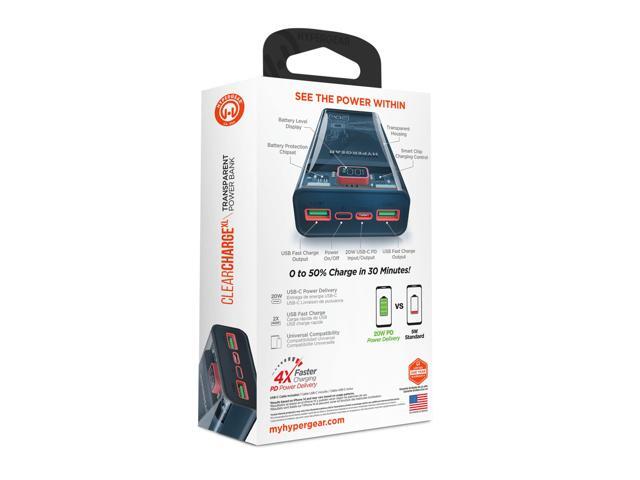 HyperGear ClearCharge XL 20000mAh Transparent PD Power Bank
