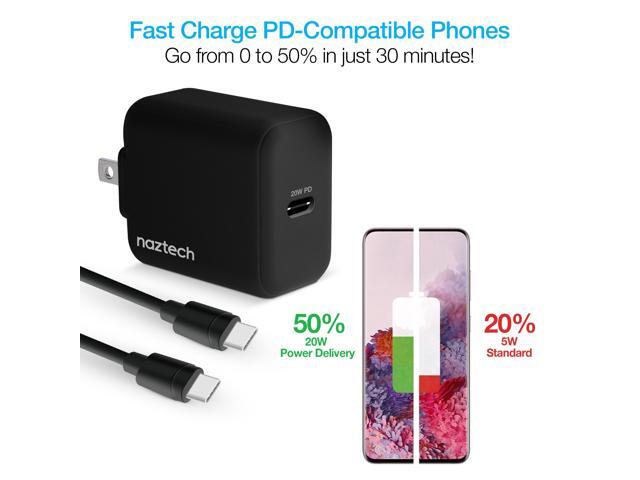 Naztech 20W PD Wall Charger + USB-C to USB-C 4ft Cable