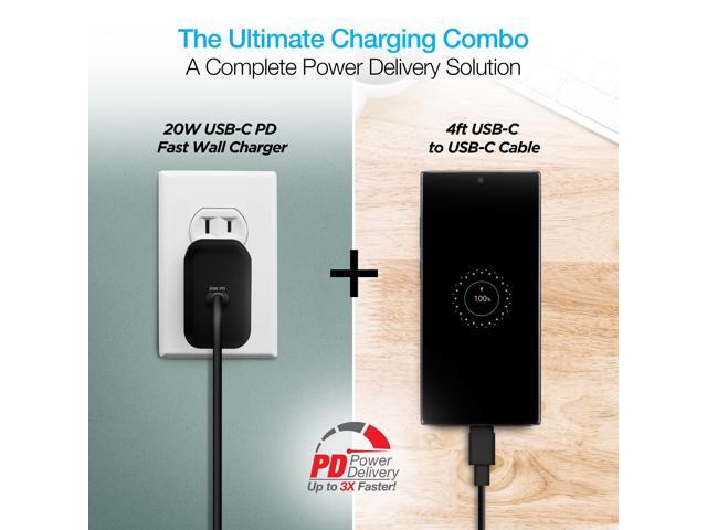 Naztech 20W PD Wall Charger + USB-C to USB-C 4ft Cable