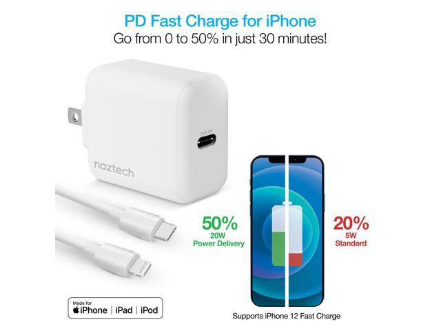 Naztech 20W PD Wall Charger + USB-C to Lightning 4ft Cable