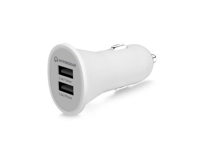 HyperGear Dual USB 2.4A Rubberized Vehicle Charger Gen-2 White
