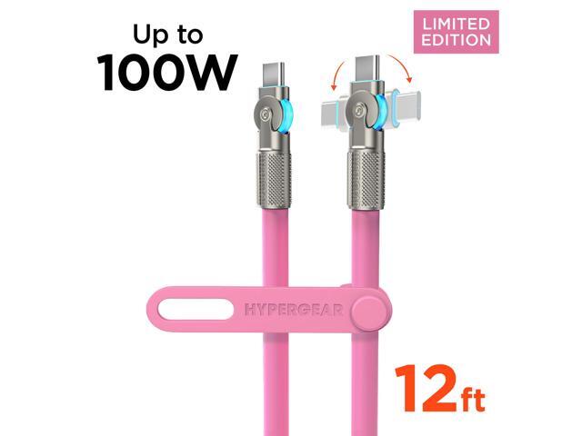HyperGear Chunky180° 100W USB-C to USB-C Rugged Fast Charge Cable 12ft Pink
